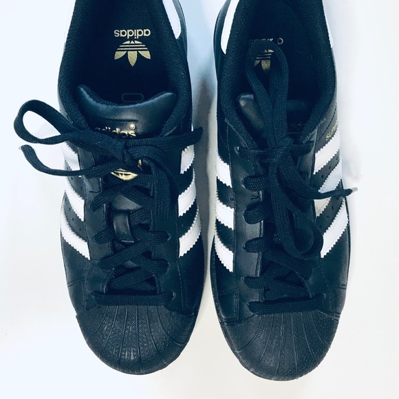 adidas Shoes - Adidas Size 4.5 (fits 6) Black Superstar Sneakers
